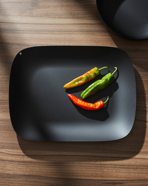 Moiré black Rectangular tray Alessi 1