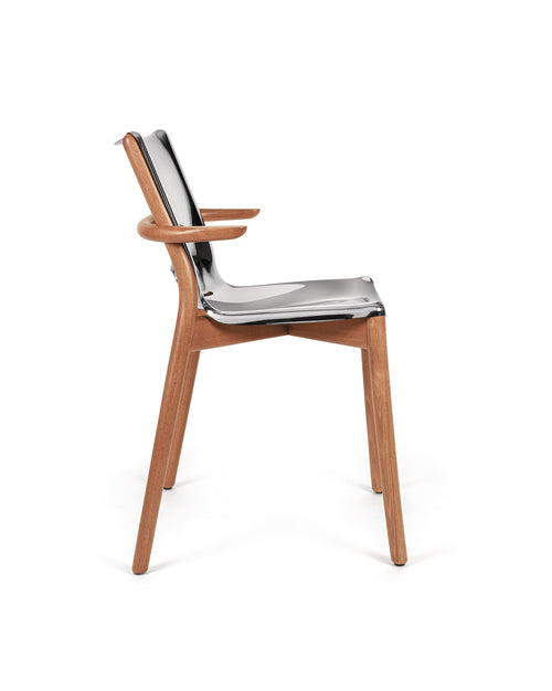Poêle Collection mirror polished Monoshell chair with armrests Alessi 3