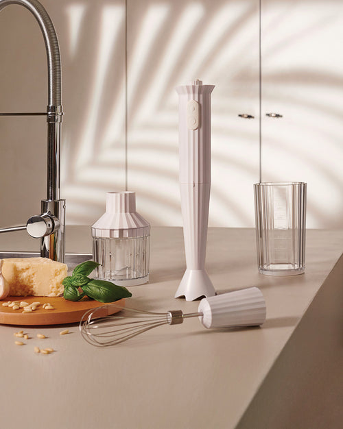 Plissé white Hand blender set. European plug Alessi 4